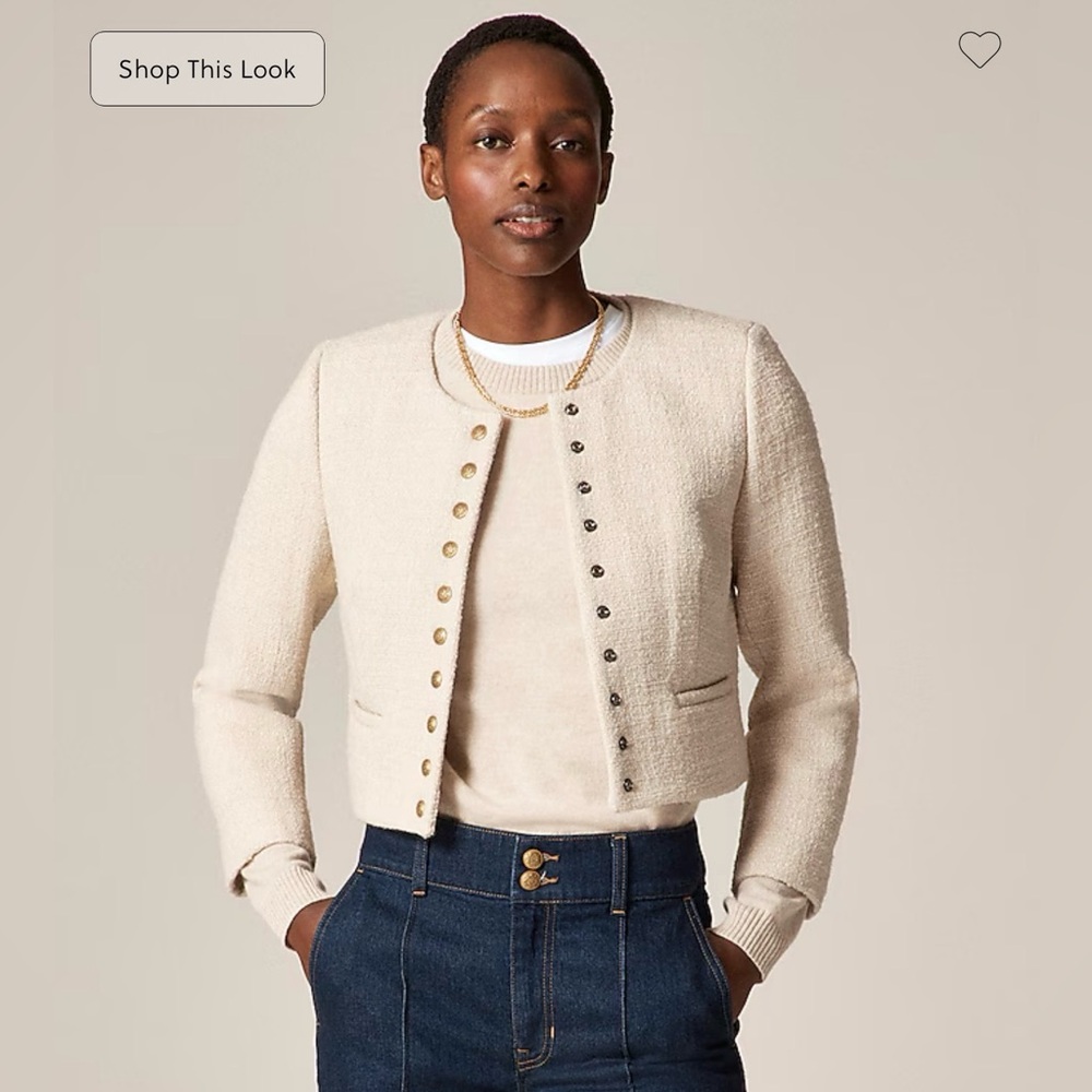 NWT J Crew Bridgette lady jacket in tweed, natural, size 12